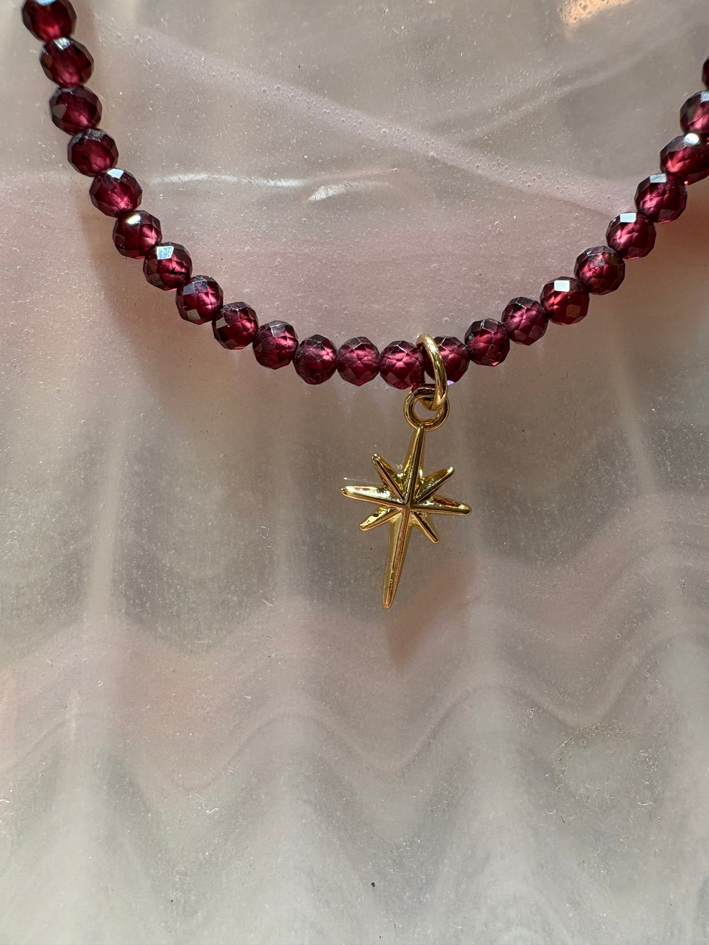 Natural Garnet with Starburst Charm