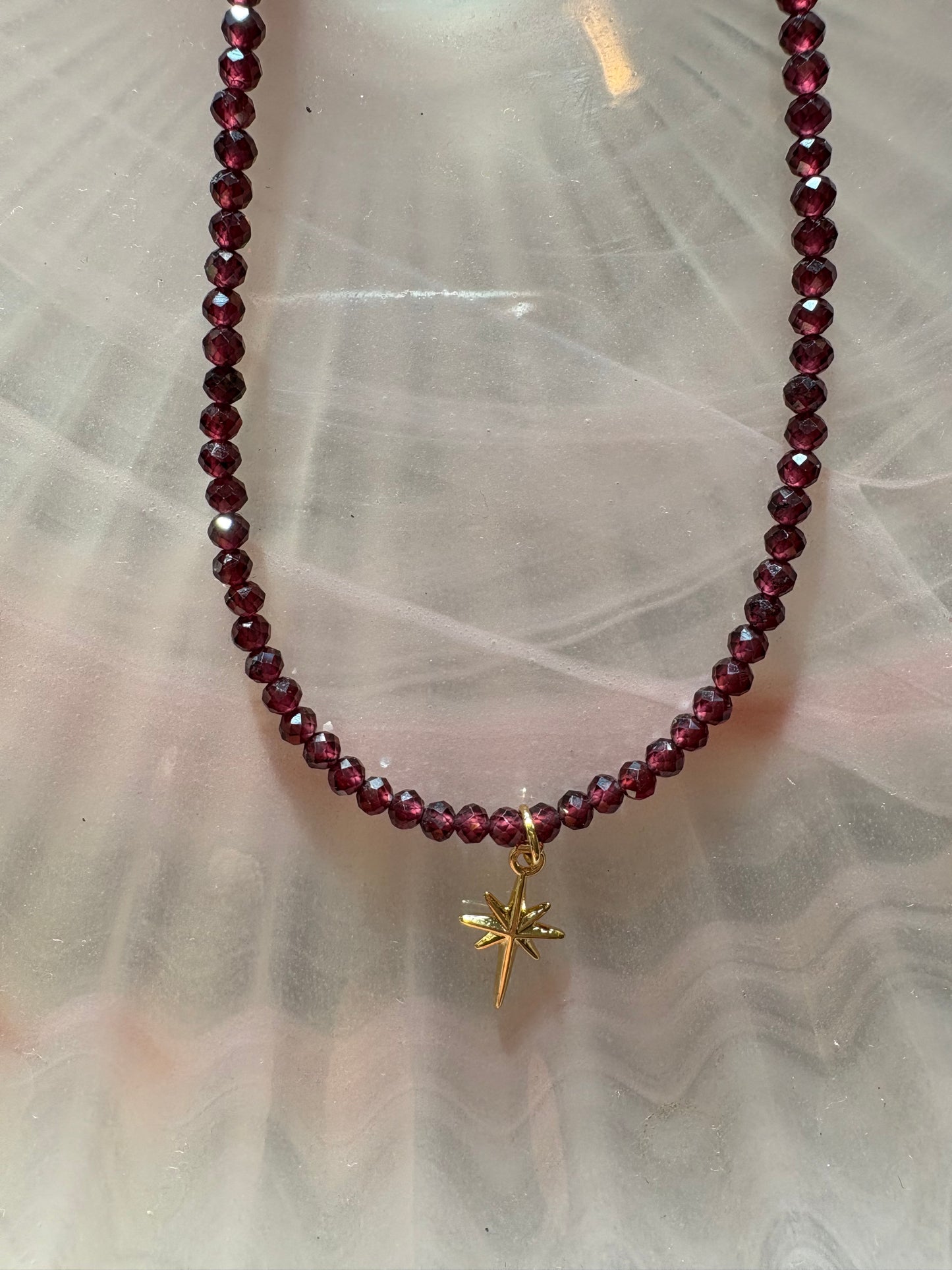Natural Garnet with Starburst Charm