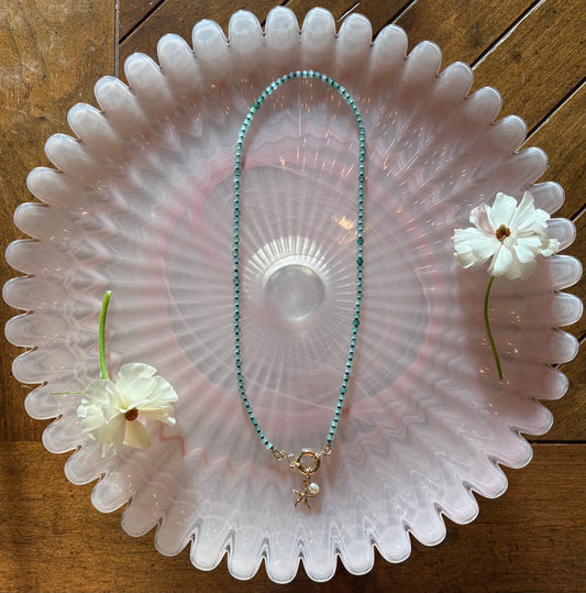 Natural Aventurine with Sailor Clasp, Starfish pendant, and Freshwater Pearl