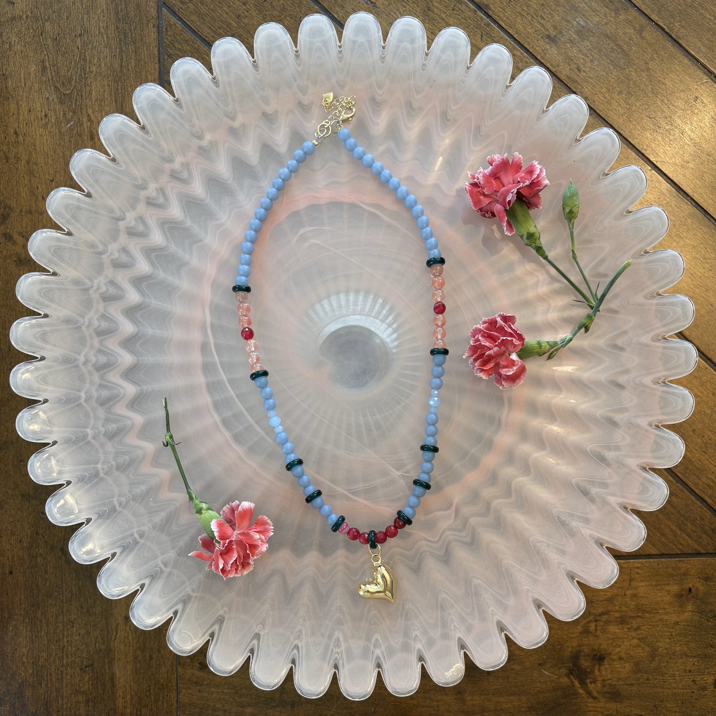 Blur and Pink Asymmetric Charm Necklace