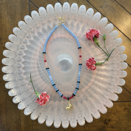 Blur and Pink Asymmetric Charm Necklace