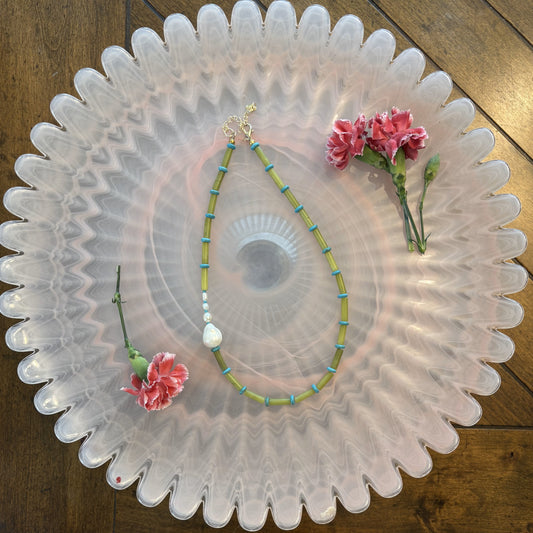 Baroque Green and Pearl Necklace